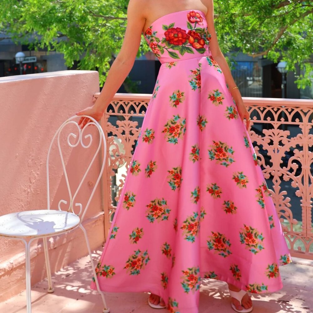 Aston Studio Audrey Dress in Salmon Bouquet